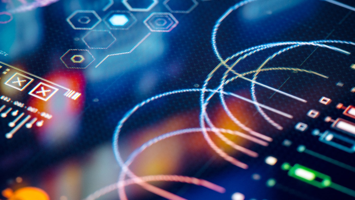Close-up of a circuit board with glowing connections, representing the Research & Publication program